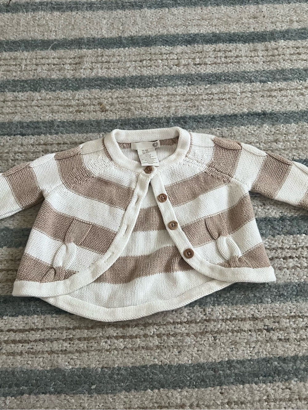 Gymboree Striped Knit Cardigan in Cream and Tan